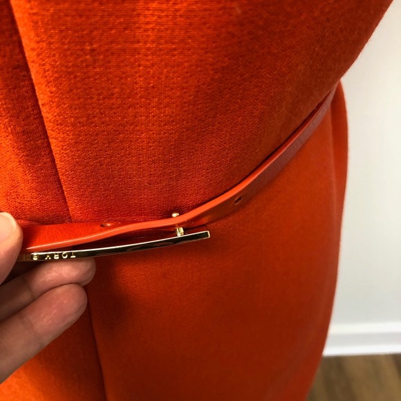 Tory Burch Sheath Dress Womens 6 Orange Cardigan Belted Business Career Teacher - Picture 13 of 16